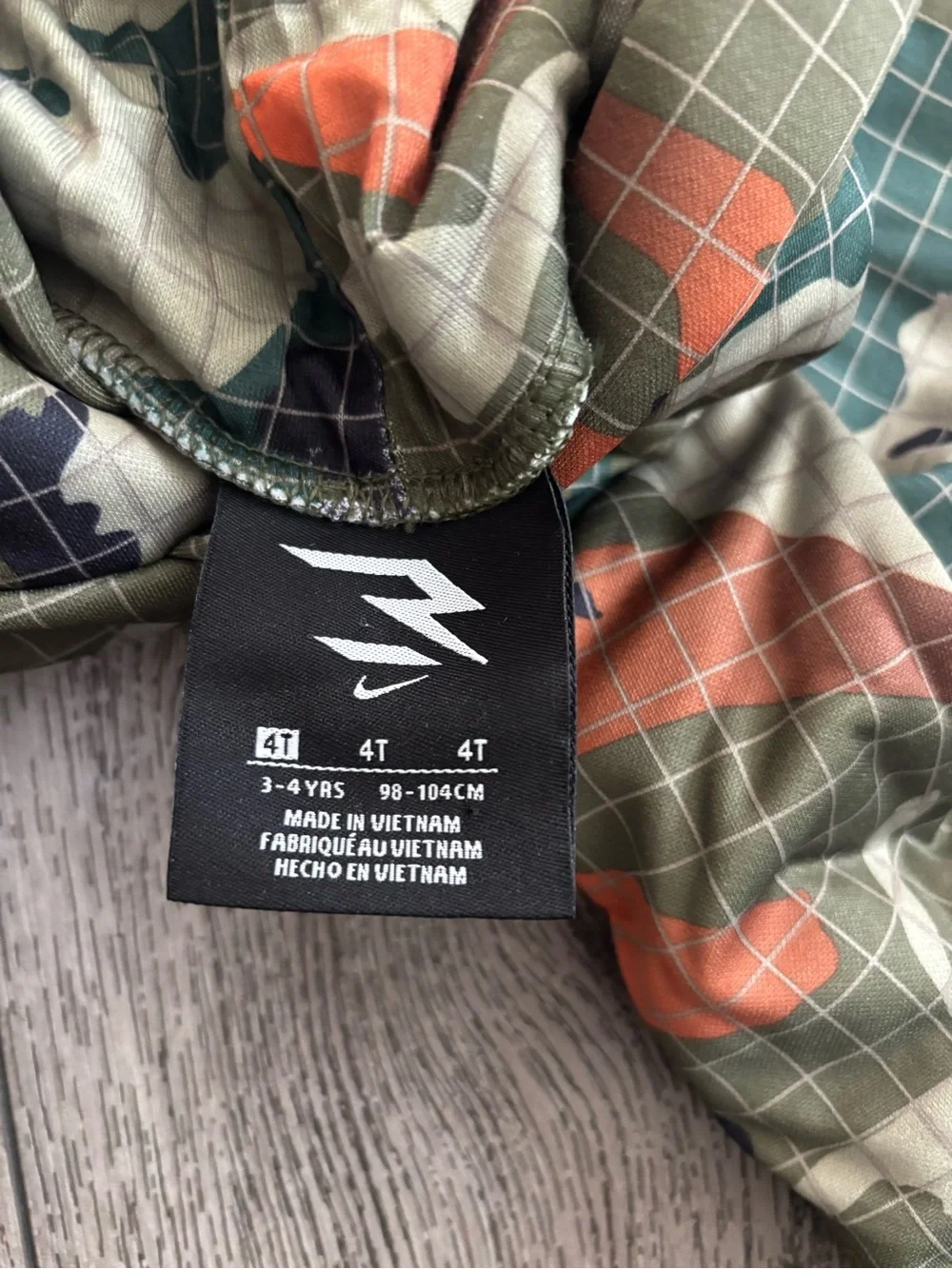 Nike Kids Camo Hoodie with Orange Accents